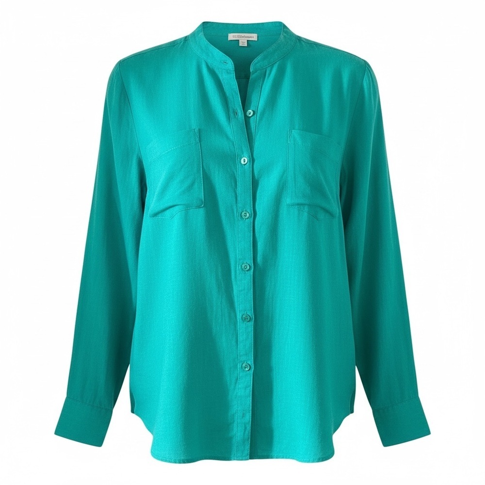 Eileen Fisher Women’s Organic Linen Green Button Down Tunic Size M